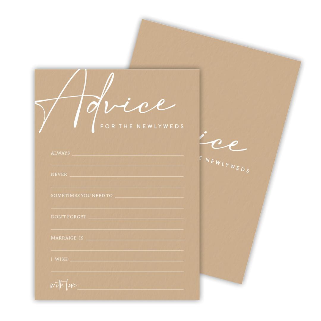 Hsupl Bridal Shower Game Cards, Advice for The Newlyweds, Minimalism Wedding Party Game Cards for 30 Guests, Engagement Party Activities, New Couples Party Decoration 30 Supplies(Brown) - B01