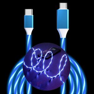 USB C to USB C Cable 3A Light Up C to C Cable LED C to Type C Fast Charging Cord for Samsung Galaxy S23 S22 S21 S20 Ultra, i-Phone 15 Pro Max Plus, iPad mini Pro Air(3.3FT,Blue)