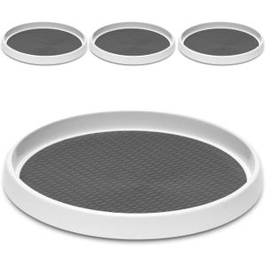 12-Inch Non-Skid Turntable Lazy Susan Organizer [4 Pack] - Spinning Rack for Cabinet Table Top, Pantry Organization Storage, Kitchen, Fridge, Vanity, Countertop, Under Sink Organizing, Spice Spinner
