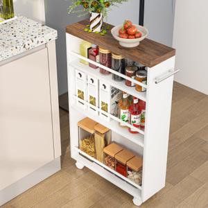 Tribesigns Slim Storage Cart, Rolling Narrow Kitchen Cart on Wheels for Small Place, 4-Tier Slide Out Slim Utility Cart Skinny Laundry Cart with Handle for Kitchen, Bathroom, Laundry, 6.3"d X 19.69"w X 31.5"h