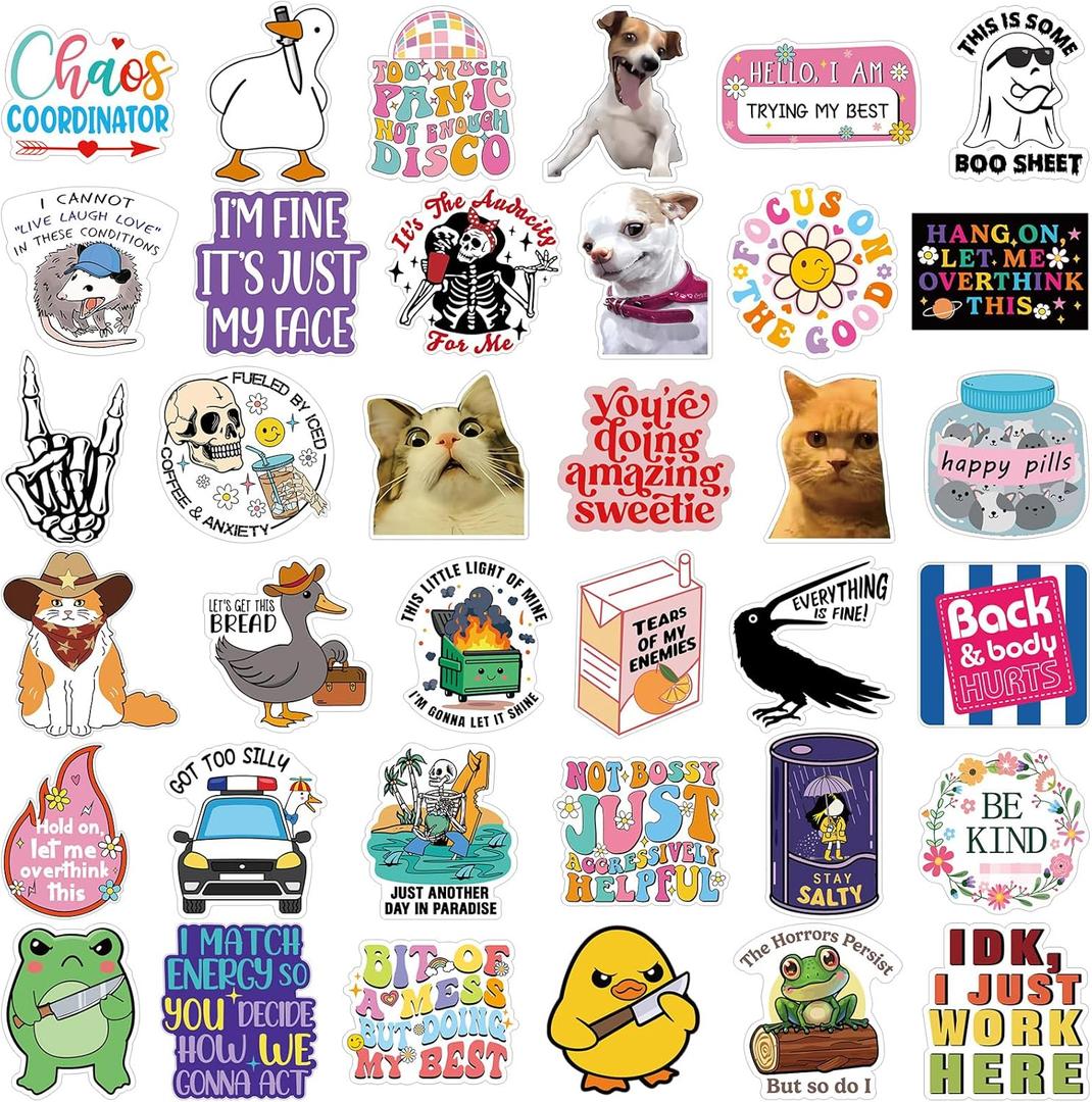 400 Pcs Funny Stickers for Adults Waterproof Funny Meme Stickers Pack for Laptop, Water Bottles, Bumper, Phone, Hard Hats, Wall, Window Decals Decors, 50 Styles(Lovely Style)