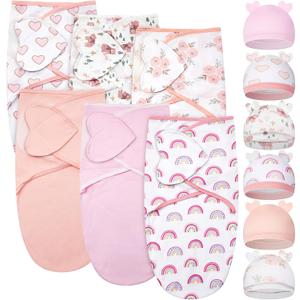 Ramede 6 Pack Baby Swaddle Blanket with Hats Sleep Swaddle for 0-3 Months Newborn Sacks Soft Cotton Wearable for Girl and Boy (Pink) Ramede 6 Pack Baby Swaddle Blanket with Hats Sleep Swaddle for 0-3 Months Newborn Sacks Soft Cotton Wearable for Girl and Boy (Pink)