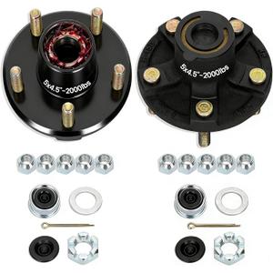 Redants 2 Sets 2000lbs Trailer Hub Kit 5 Lug 4.5", Pre-Installed and Lubricated 54.5 Trailer Axle Kit for 2000lbs 1-1/16'' Trailer Axles, Boat Trailer Hubs 5 Lug(only for Straight Spindle)