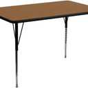 Flash Furniture 36''W x 72''L Rectangular Oak Thermal Laminate Activity Table - Standard Height Adjustable Legs