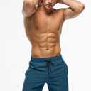 SILKWORLD Men's Swim Trunks Quick Dry Beach Shorts with Pockets (Mq18_zip_nordic Blue)