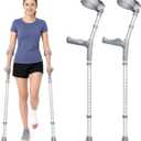 Forearm Crutches for Adults with 15-Level Adjustable Height, 350LBS, 1 Pair, Large