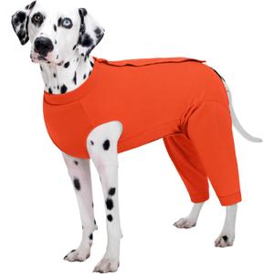 Kuoser Dog Recovery Suit for Rear Legs, Dog Surgical Suit with Dog Pants to Prevent Licking Wounds, Dog Onesie for Surgery Female Spay Male Neuter, Anti Licking Dog Recovery Leg Sleeve, Orange 4XL (4x-large (Back Length: 68cm / 26.77"))