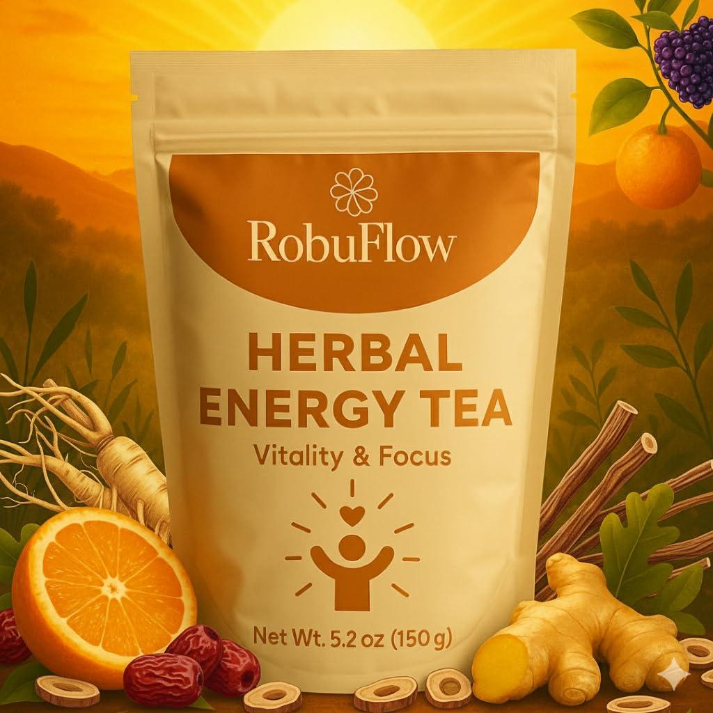 Robuflow, Herbal Energy Tea, Vitality & Focus, 30 tea bags, by Robutop (EXP 10/03/27)