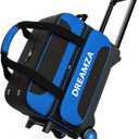 2 Ball Bowling Bag with Wheels, Double Bowling Ball Bag 2 Ball Roller w/Separate Compartment for Shoes Up to US Mens Size 16, w/Retractable Handle Extends to 40" & Accessories Pocket (Blue)