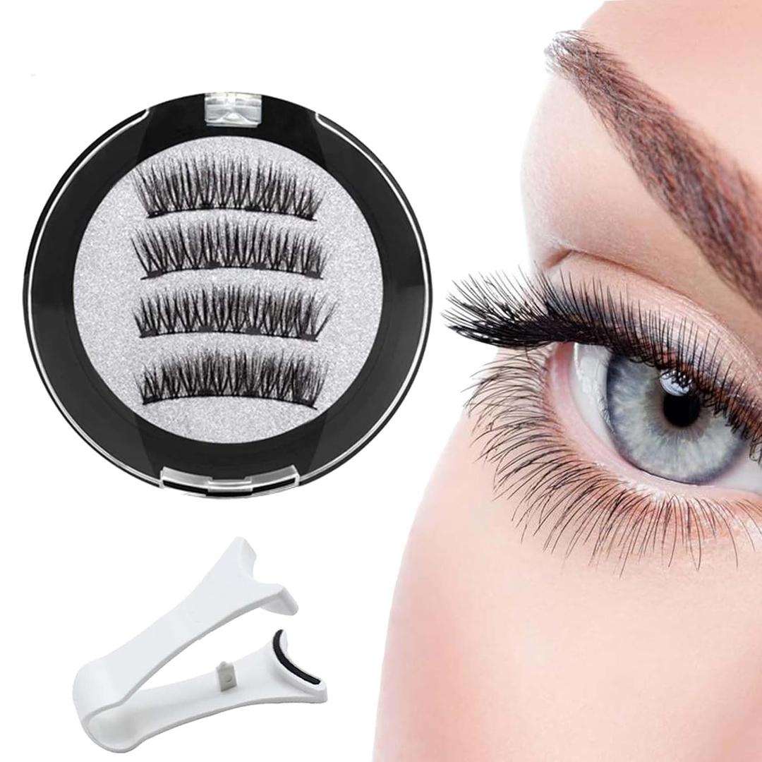 Magnetic Eyelashes with Applicator,Lumentes Magnetic Eyelashes,3D Soft Flex,Reusable No Glue Needed Soft Lashes for Wmen with All-Day Wear(Natural#04+Fuller#05)