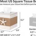 SOMTO Beach Rustic White Wood Square Tissue Box Cover,Farmhouse Bathroom Accessories Starfish Decor Tissue Holder with Slide-Out Bottom Panel