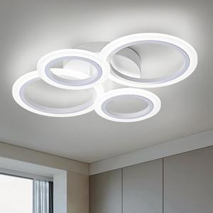 Modern LED Ceiling Light, 4 Rings Flush Mount Ceiling Lighting Fixtures, White LED Ceiling Lamp for Kitchen, Bedroom, Living Room, Laundry Room, 4000K