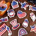 Oudain 24 Pcs Large 5 Inch Patriotic Star Tree Ornaments Stuffed Fabric Star 4th of July Memorial Day American Flag Decor Vase Filler Ornaments for Independence Day, Red White and Blue (Bright)