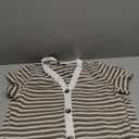 BTFBM Women Casual Summer Dresses Short Sleeve Striped Midi Dresses Decorative Button Ribbed Knit Dresses Party Dresses (Small, Brown)