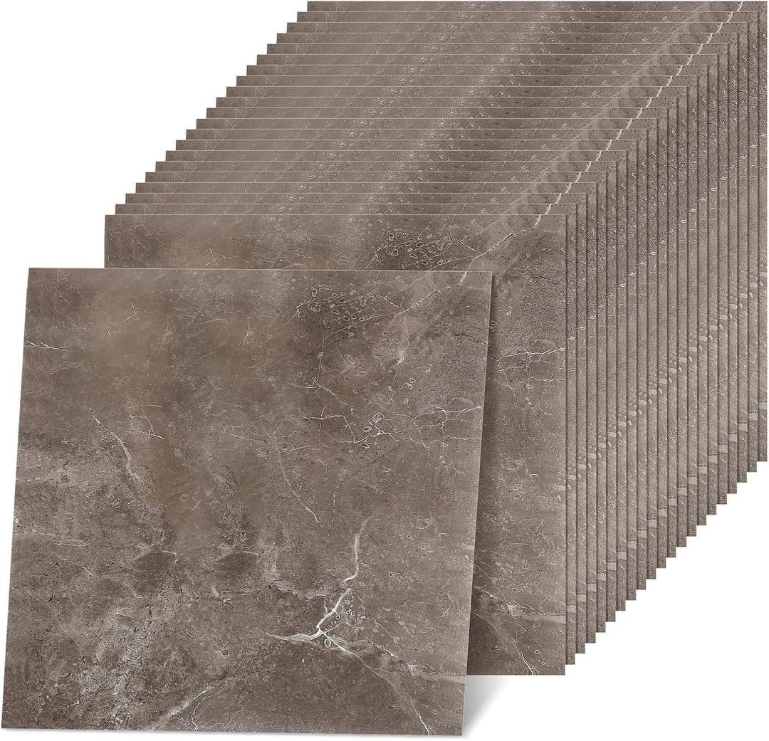 Spiareal 48 Pieces Peel and Stick Floor Tiles Vinyl Flooring 12 x 12 Inch Stick on Floor Tile Self Adhesive Waterproof DIY for Bathroom Kitchen Bedroom Living Room(Multicolor Marble)