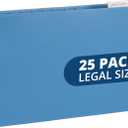 25 Blue Summit Supplies Legal Size Hanging File Folders - Durable 11pt Paper, Blue Hanging Folders with Tabs and Inserts, Fits Legal Size Filing Cabinets, 25 Pack