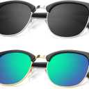 KALIYADI Polarized Sunglasses for Men and Women Semi-Rimless Frame Driving Sun glasses UV Blocking