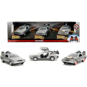 Jada Back to The Future 1:32 Time Machine 3-Pack Die-Cast Cars, Toys for Kids and Adults