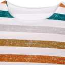 LilyCoco Womens Striped Long Sleeve Shirt Boat Neck Tops Breton Loose Fit Tshirt Multicolored Medium (Medium)