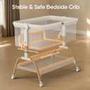 Baby Bassinet Bedside Crib, 3-in-1 Baby Bassinet Bedside Sleeper with Mattress and Soft, Breathable Sheet, Full-Mesh Sides, 6-Height Adjustable, Stable and Secure Crib for Newborns