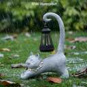 RM ROOMERS Cat Garden Statue with Lantern  Solar Cat Light Outdoor Figurine for Yard Patio Porch  Gifts for Women Gardeners  House Decorations, Birthday & Mothers Day Garden Gifts