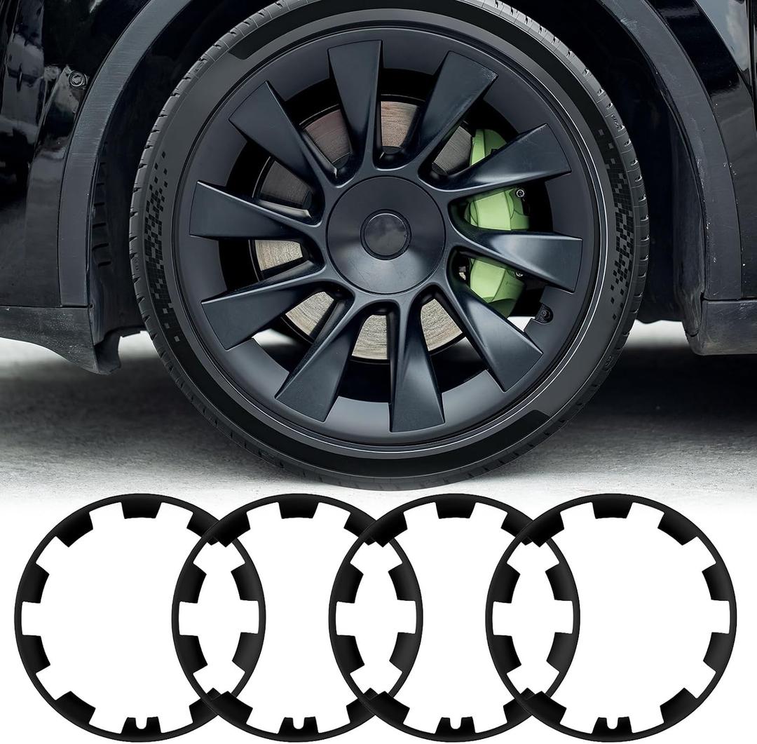 Tesla Model Y Rim Protector Fit 20" Induction Wheels 2020-2024|Wheel Covers 20 inch|ABS Guard Hubcap Cover for Curb Rash Prevention| Model Y Accessories|Matte Black(Set of 4)