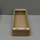 CubesLand Scalloped Edge Toilet Paper Storage Basket, Living Room Home Cozy Decor Basket, Paper Rope Small Baskets for Over Toilet Storage Shelf, End Table, Shelves, with 2 Wooden Handles, Beige (M - 14"L x 6.3"W x 3.9"H)