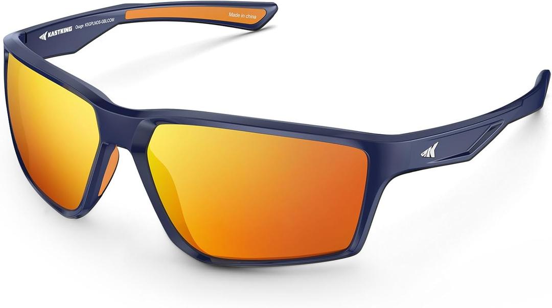 KastKing Osage Polarized Sport Sunglasses for Men and Women, Ideal for Driving Fishing Cycling Running, UV Protection (Frame: Blue /Lens: Copper - Orange Mirror) KastKing Osage Polarized Sport Sunglasses for Men and Women, Ideal for Driving Fishing Cycling Running, UV Protection (Frame: Blue /Lens: Copper - Orange Mirror)