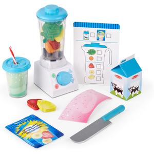 Melissa & Doug Smoothie Maker, Working Pretend Play Blender Set with Toy Food & Play Kitchen Accessories, Preschool Learning Toys for Girls & Boys 3+