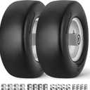 RONPOW 13x5.00-6 Flat Free Lawn Mower Tire and Wheel, 13x5x6 Solid Front Tires for Zero Turn Mower, 500Lbs Load, 3/4", 5/8" and 1/2" Bearings, 4.33"-6.73" Hub for Residential Commercial, 2Pack Gray