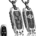 Heavy Key Fob Cover for Hyundai, Key Fob Case Protector Accessories Fits for 2022 2023 2024 2025 Hyundai Sonata Tucson Santa Cruz (5 Buttton-Silver)