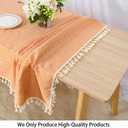 ShinyBeauty Rectangle Tablecloth Cotton Tablecloth Wrinkle Free Dust-Proof Table Cloth Checkered Design Tablecloth Heavy Weight Cotton Linen 55x86 Coral Embroidery Tassel Tablecloth for Home Kitchen