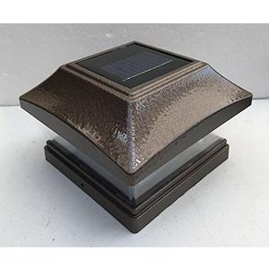 Solar Post Cap Lights Outdoor LED Lighting Deck Fence Two Modes Warm White 6x6 Wooden Brushed Copper 