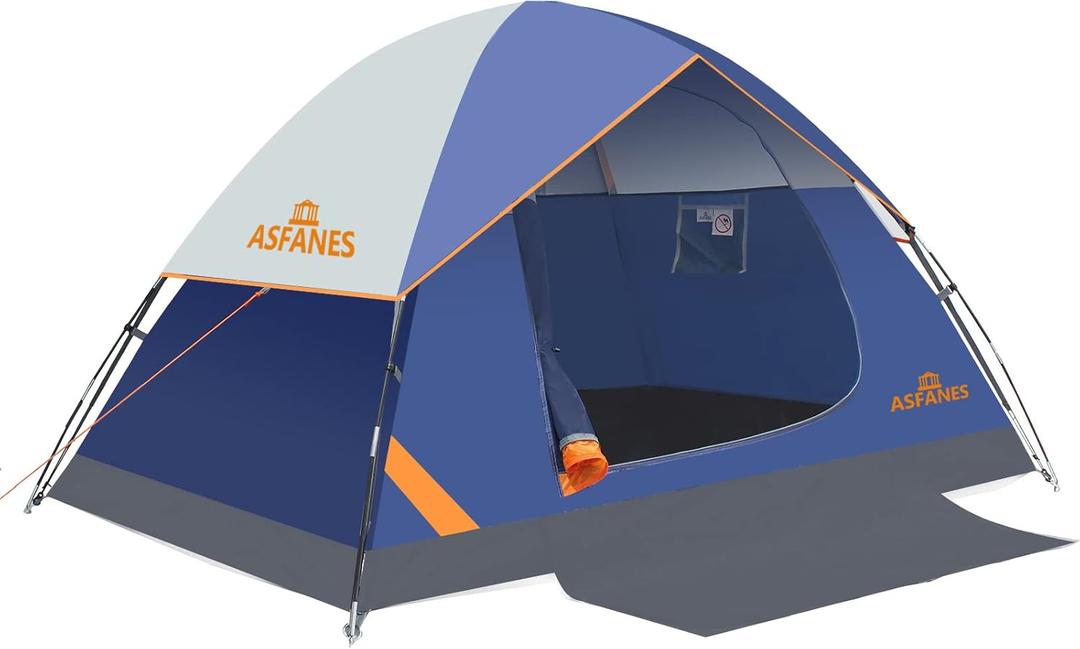 ASFANES Sundome Camping Tent with Rainfly, 2/4/6/10 Person Tent Sets Up in 10 Mins, Weatherproof Shelter for Camping, Festivals, Backyard, Sleepovers, & More, 2 People