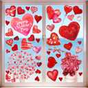 101pcs Valentine's Day Window Stickers Double-Sided Heart Window Clings Decals for Valentine's Day Wedding Party Home Windows Decoration Supply