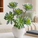 2 Pcs Large Artificial Succulent Plants, 20.8-Inch Sage Green Spiky Rosettes, 3 Heads Each, UV-Resistant Unpotted Fake Plants for Outdoor Planters and Indoor Centerpiece Decor