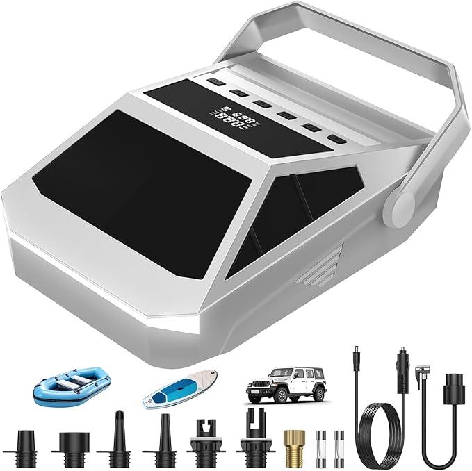 50PSI Paddle Board Pump Electric Portable, High Pressure Sup Pump - Dual Stage Inflation, Auto Shut Off and Deflate for Stand Up Paddle Board/Car/Kayak/Bicycle