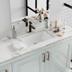 Undermount Bathroom Sink Rectangle, Hugsleek Interior Bowl Size 19 x 12 inch White Porcelain Ceramic Vessel Sink Under Counter Exterior Size 20.5x13in Rectangular Bath Sink Basin Lavatory Fireclay