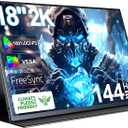 UPERFECT 2K 144Hz Portable Gaming Monitor 18" 2560x1600 QHD 100% DCI-P3 FreeSync HDR Laptop w/VESA, Frameless Matte IPS Eye Care Second for Game Console (UGame K118)