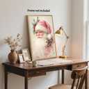Yermidi Pink Vintage Santa Claus Christmas Wall Art Retro Holiday Canvas Print Festive Santa Artwork Poster Farmhouse Christmas Pictures Wall Decor for Living Room Fireplace 16x24inch Unframed