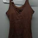 SUUKSESS Women Padded Cotton Ribbed Long Tank Tops 2025 Summer Going Out Basic Scoop Neck Cami Tops, M