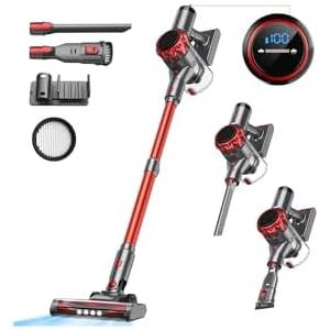 UML0 S3P Cordless Vacuum Cleaner, 45kPa Powerful Suction Vacuum Cleaners for Home, 55-Min Runtime Rechargeable Stick Vacuum, Self-Standing, for Pet Hair Carpet Hard Floor, LED Display