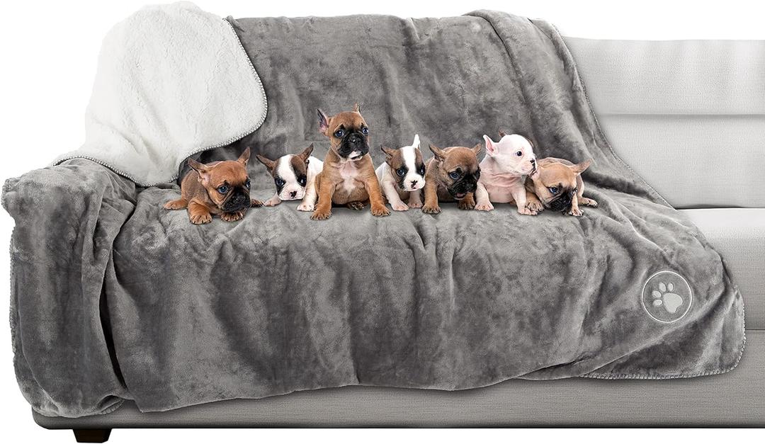 Waterproof Pet Blanket - 60x70-inch Reversible Throw Protects Couch, Car, Bed from Spills, Stains, and Fur - Dog and Cat Blankets by Petmaker (Gray) (X-Large)