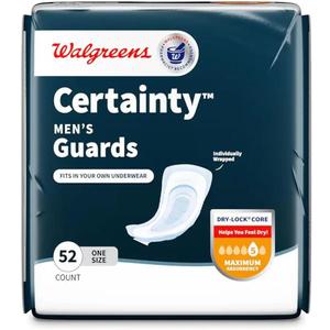 Walgreens Certainty Bladder Protection Guards for Men, Extra Absorbency, 52 ea by Walgreens, One Size