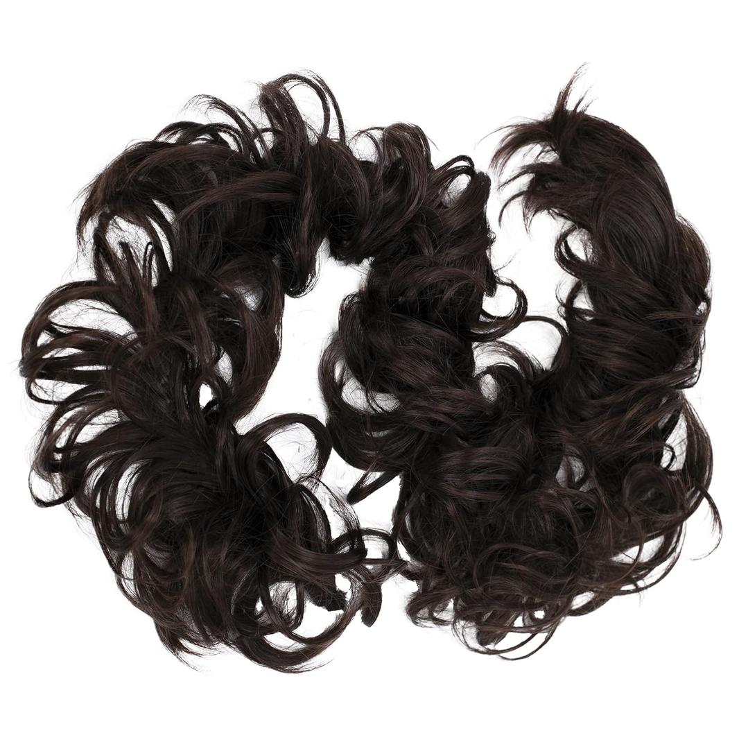 CAISHA Hairpiece Hair Wrap Heat-resistant Synthetic Fibres Curly Messy Updo Dark Brown HW7