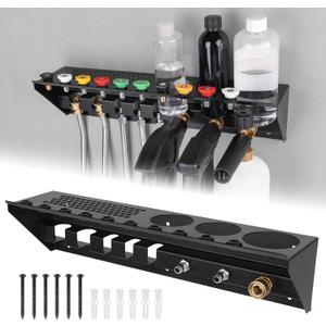 Pressure Washer Gun & Foam Cannon Holder with 1/4 Inch Quick Connector, Wall-Mounted Nozzle Tip & Extension Wand Organizer for Pressure Washer Parts & Accessories