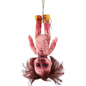 nezababycos Halloween Creepy Doll Scary Zombie Doll Haunted Decoration Horror Dead Evil Demon Ghost Statue Prop for Outdoor Indoor Garden Home Party Gifts (Girl)