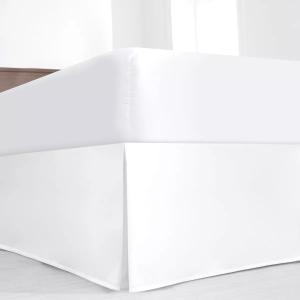 Luxury Pleated Queen Bed Skirt with Split Corners - 16 Inch Tailored Drop Easy Fit - Pleated Dust Ruffle - 100% Microfiber Soft, Wrinkle-Free Box Pleated Bed Skirts (White, Queen- 16" Drop)