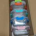 CREST Glass Meal Prep Containers 2 Compartment Set, 5-Pack, 34oz,Divided Bento Lunch Boxes with Lids for Adults (Multicolor)