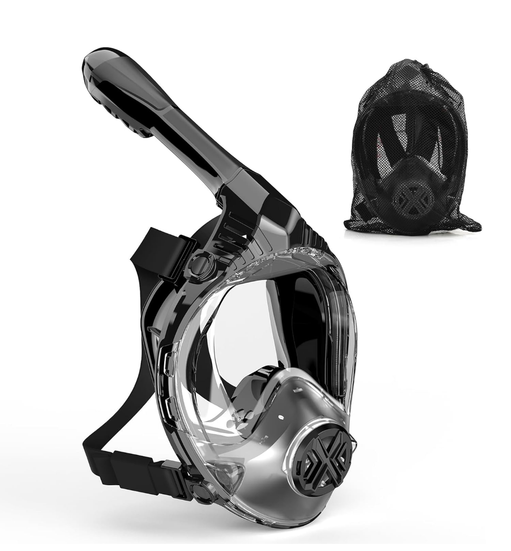 Full Face Snorkel Mask for Adults, Snorkeling Gear for Kids, Anti-Fog & Anti-Leak Design with 180° Panoramic View, Dry Top Breathing System, Ideal for Scuba Diving, Snorkeling XL